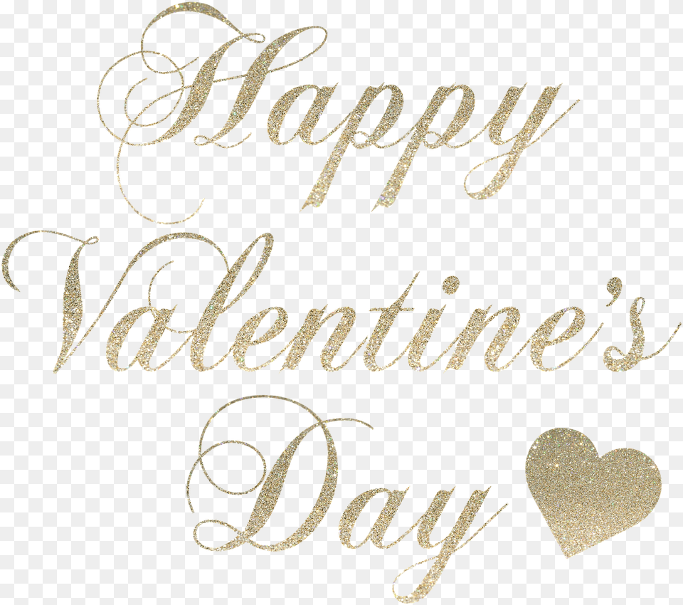 Gold Happy Valentines Day, Calligraphy, Handwriting, Text Png Image