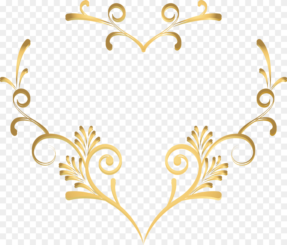 Gold Heart, Art, Floral Design, Graphics, Pattern Png