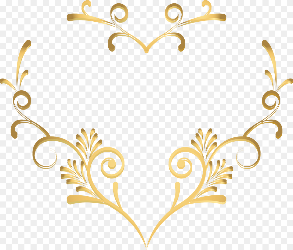 Gold Heart Art, Floral Design, Graphics, Pattern Free Png Download