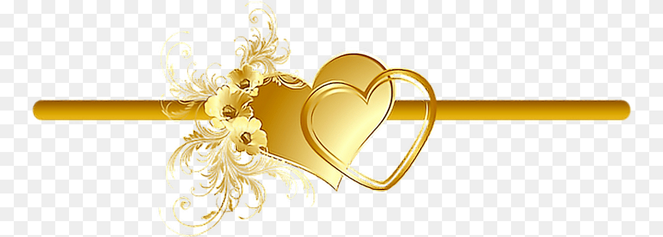 Gold Heart Flowers Vinesandleaves Divider Header Gold Flower Decorative Frames, Appliance, Ceiling Fan, Device, Electrical Device Free Transparent Png