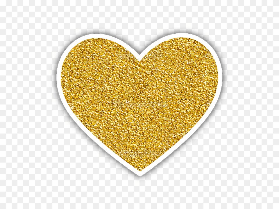 Gold Heart Sticker Gold Glitter Sticker Free Transparent Png
