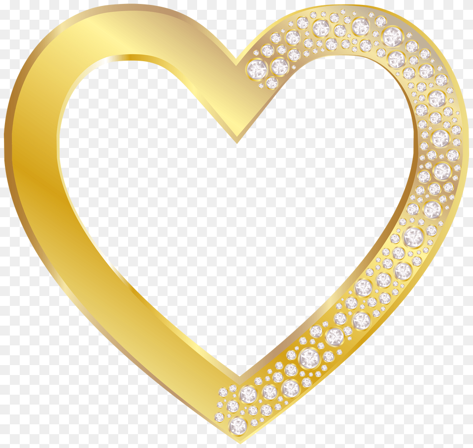 Gold Heart With Diamonds Clip Art Golden Heart Frame Free Png Download