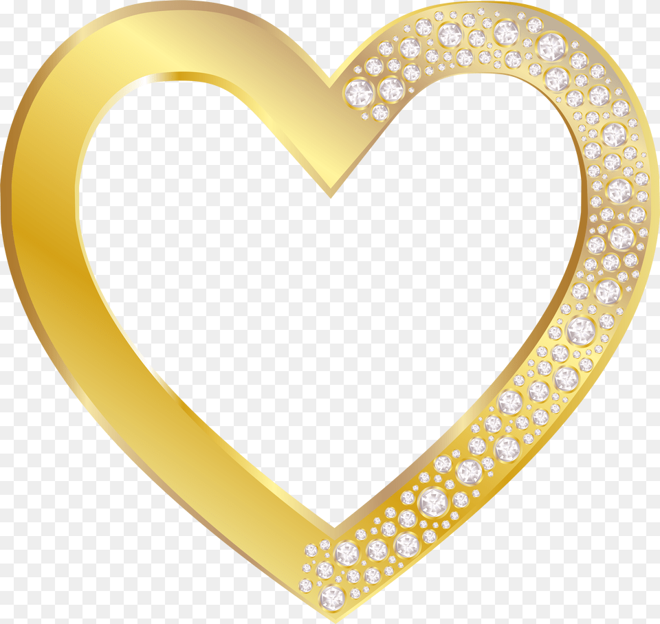 Gold Heart With Diamonds Clip Art Gold Heart Frame Png Image