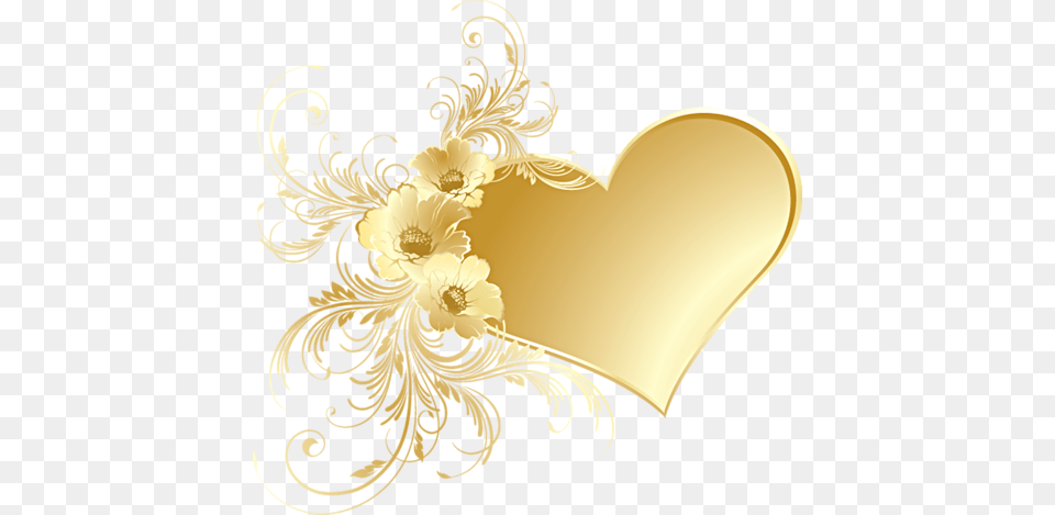 Gold Heart With Flowers Love My Sister In Heaven, Art, Floral Design, Graphics, Pattern Free Transparent Png