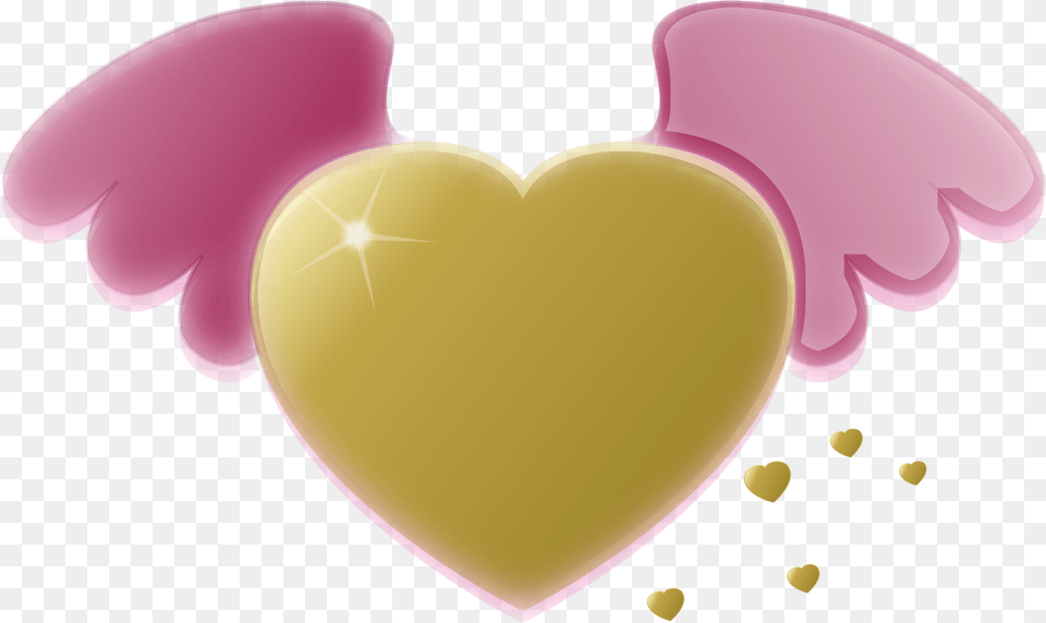 Gold Heart With Pink Wings Clip Arts Clipart Graphic Angel Wings Free Transparent Png