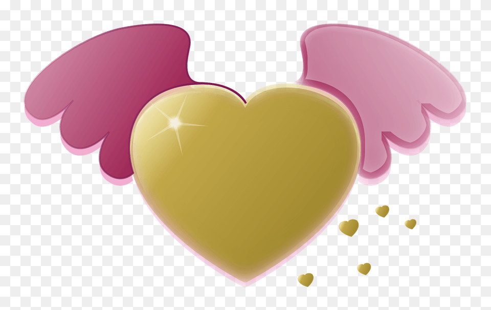 Gold Heart With Pink Wings Clipart Free Png