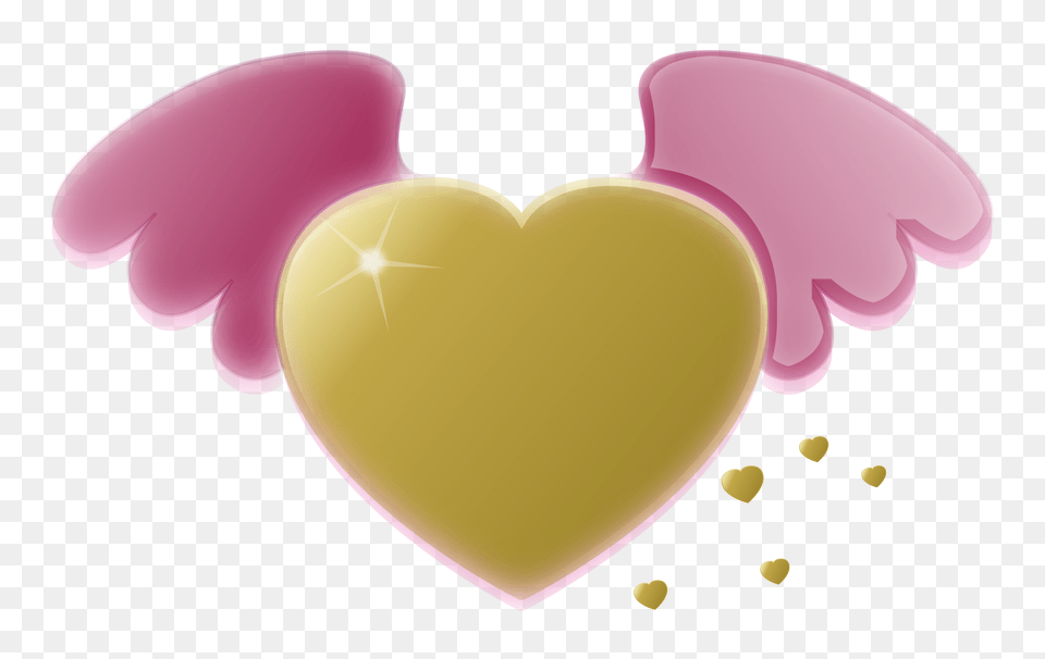 Gold Heart With Pink Wings Icons, Chandelier, Lamp Free Transparent Png