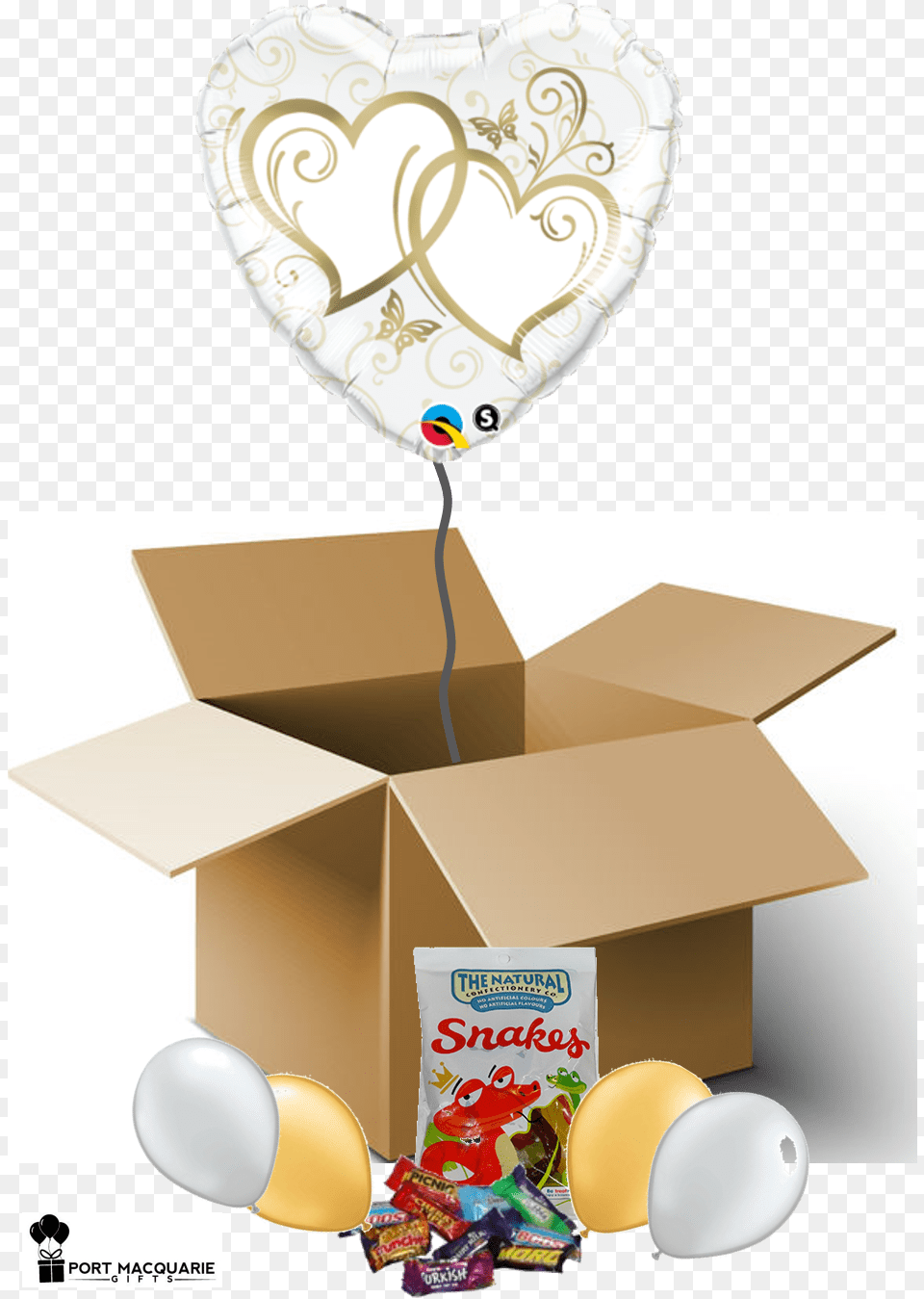 Gold Hearts Entwined Balloon In A Box Qualatex 36 Inch Shaped Foil Balloon Entwined Hearts, Cardboard, Carton, Plate Free Png