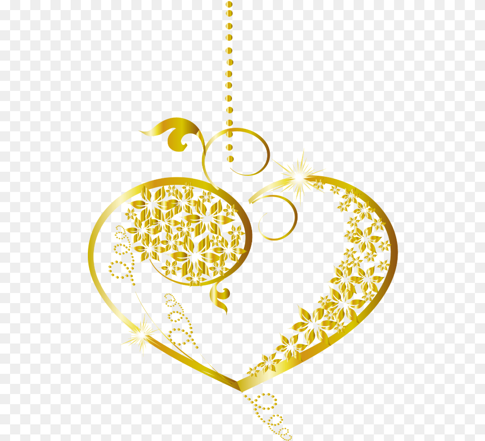 Gold Hearts Valentines Day Gold Accessories, Chandelier, Lamp Free Transparent Png