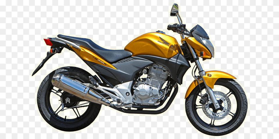 Gold Honda Motorcycle, Machine, Spoke, Vehicle, Transportation Png