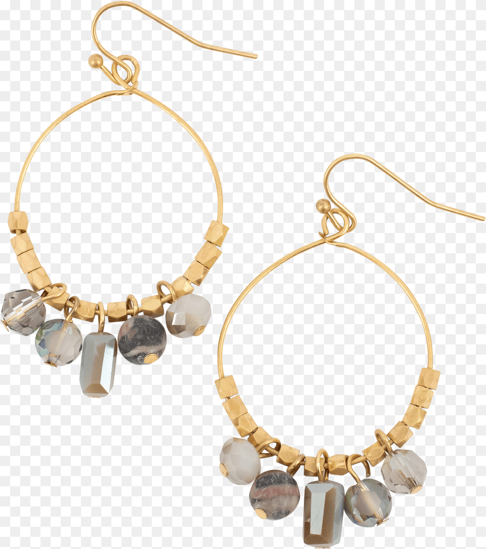 Gold Hoop With 5 Gray Drops Earrings, Accessories, Earring, Jewelry, Necklace Png Image