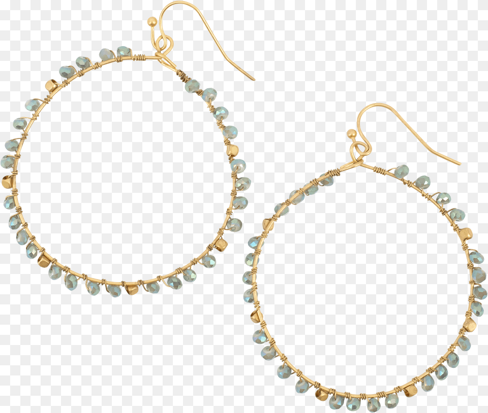 Gold Hoop With Aqua Beads All Around It Pendant, Accessories, Earring, Jewelry, Necklace Free Transparent Png