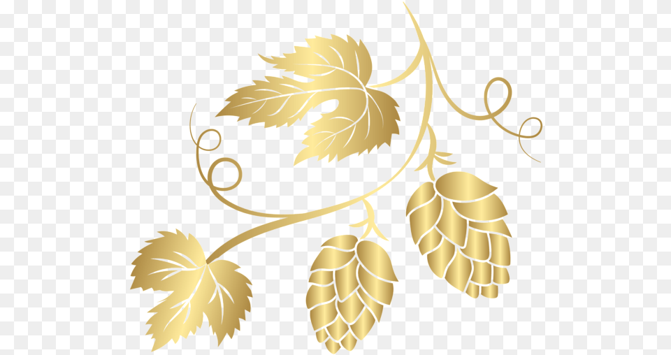 Gold Hop Transparent Hops Clipart Transparent Background, Leaf, Plant, Art, Graphics Png