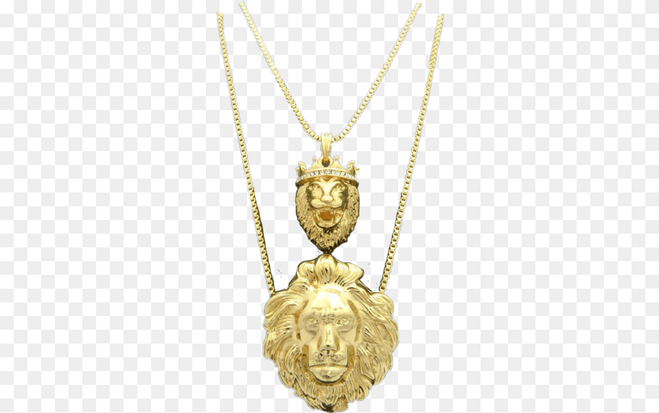 Gold Huge Lion Chain Official Psds Locket, Accessories, Jewelry, Necklace, Pendant Png Image