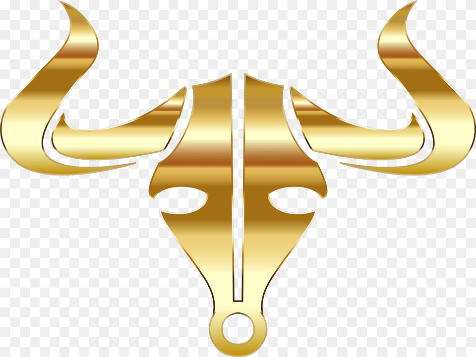 Gold Icon Shofar Horn With Oil Bull Golden Silhouette Transparent, Weapon, Smoke Pipe, Trident Png Image