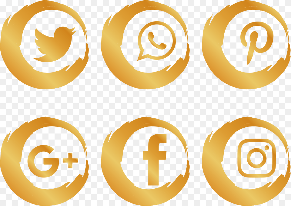 Gold Icons Media Brush Social Icon Social Media Icon, Symbol, Text, Number Png