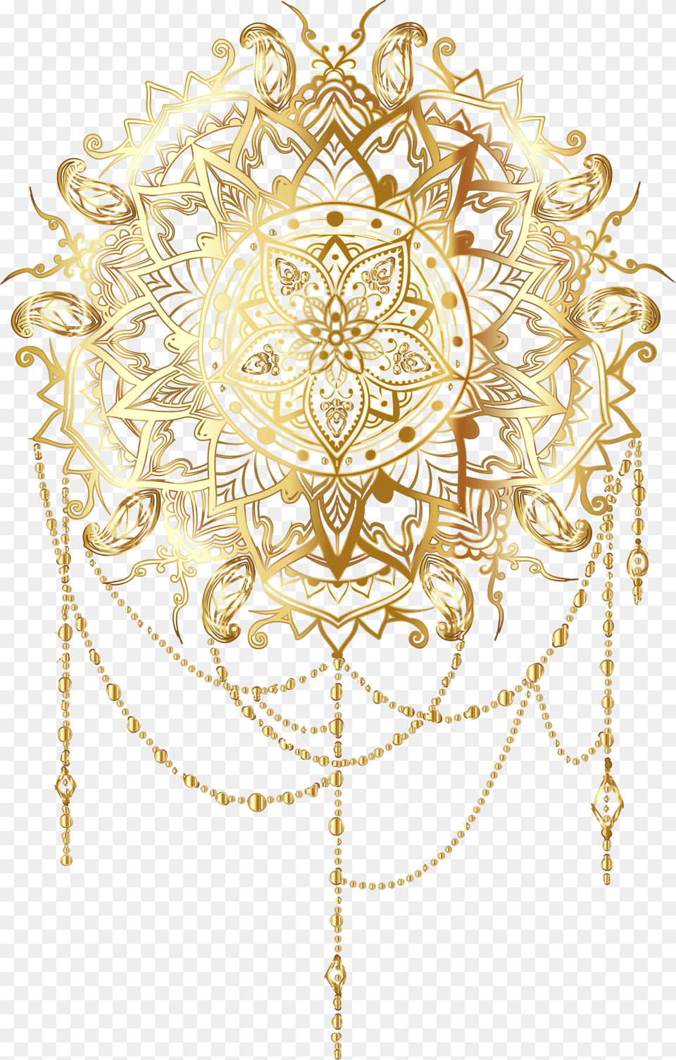 Gold Intricate Floral No Background Gold Mandala, Accessories, Chandelier, Lamp, Jewelry Png