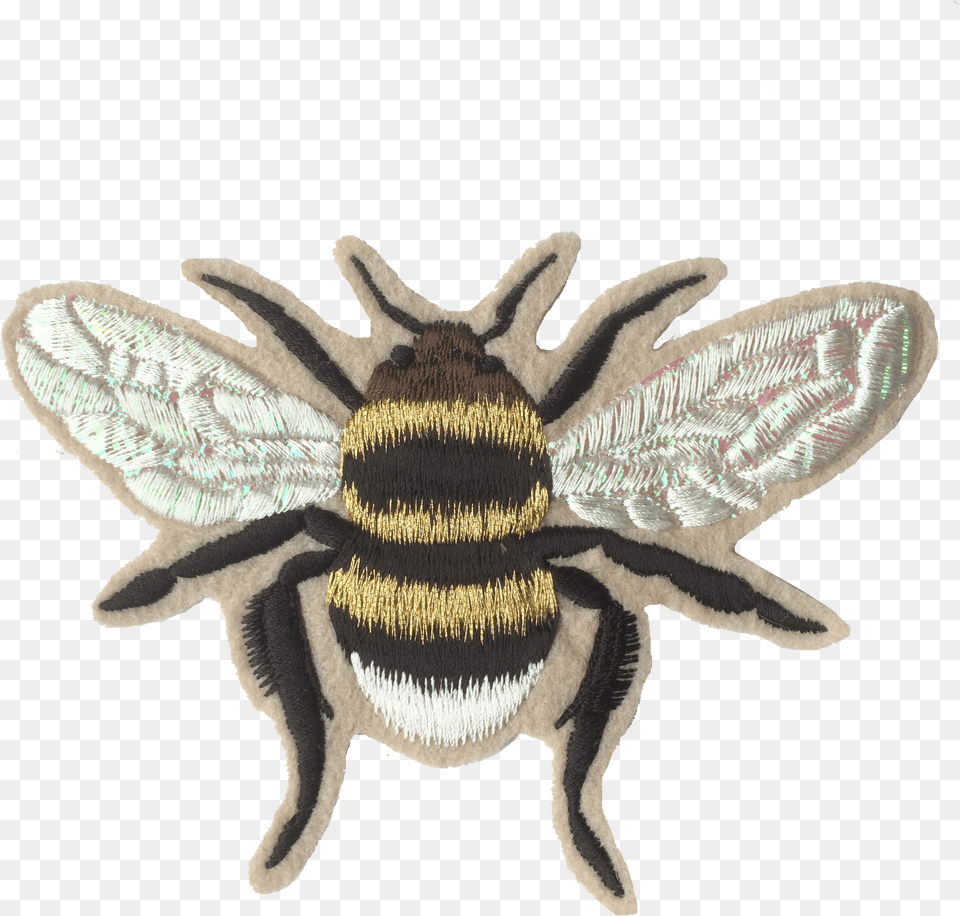 Gold Iridescent Bee Embroidered Patch Embroidered Patch, Animal, Apidae, Bumblebee, Insect Free Transparent Png