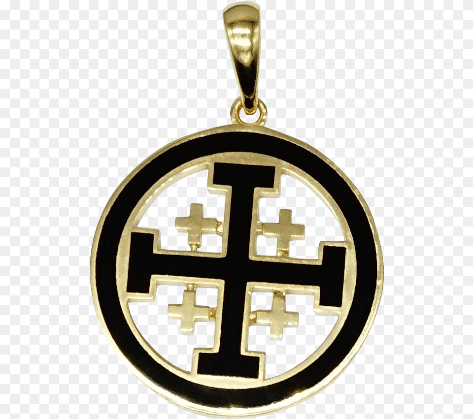Gold Jerusalem Cross Pendant With Black Enamel Jerusalem Cross Pendant, Accessories Free Transparent Png