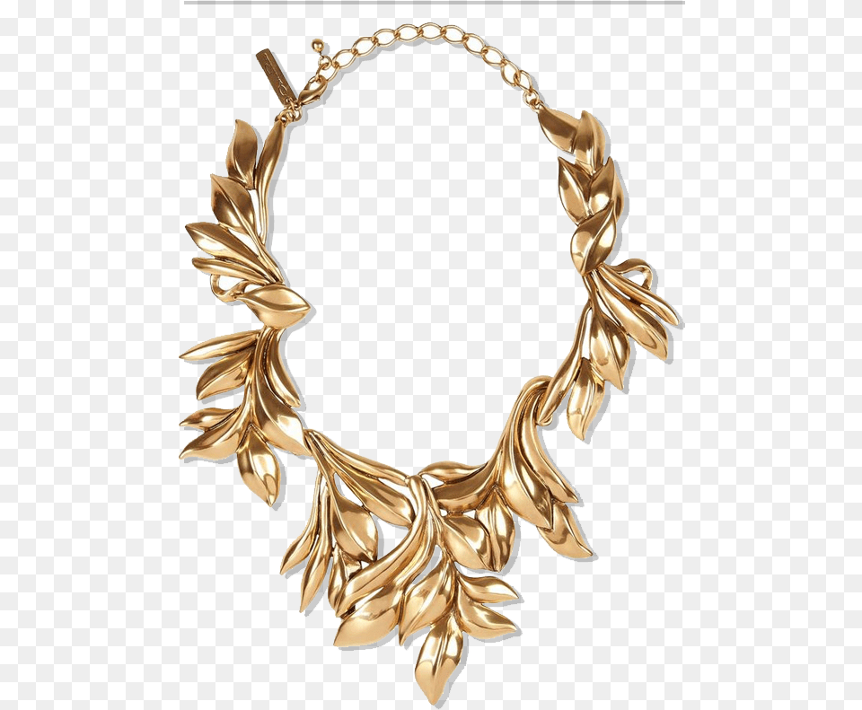 Gold Jewellery Transparent Image Oscar De La Renta Leaves Gold Necklace, Accessories, Jewelry, Bracelet, Earring Png