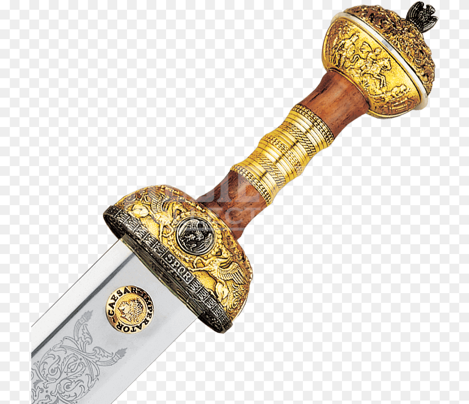 Gold Julius Caesar Sword Sword Roman, Blade, Dagger, Knife, Weapon Png