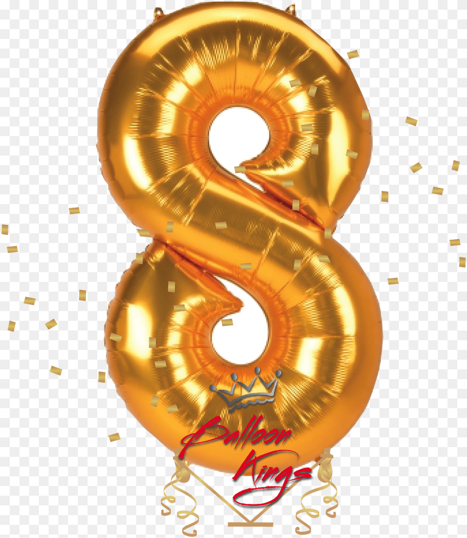 Gold Jumbo Number 8 Transparent 8 Balloon, Symbol, Text Png Image