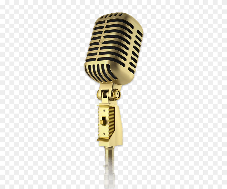 Gold Karaoke Microphone Vintage Microphone Full Size Gold Background Mic, Electrical Device, Appliance, Blow Dryer, Device Png