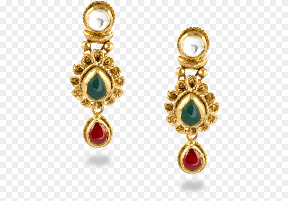 Gold Kundan Earrings Pearl Earrings With A Gold Leaf, Accessories, Earring, Jewelry Free Png Download