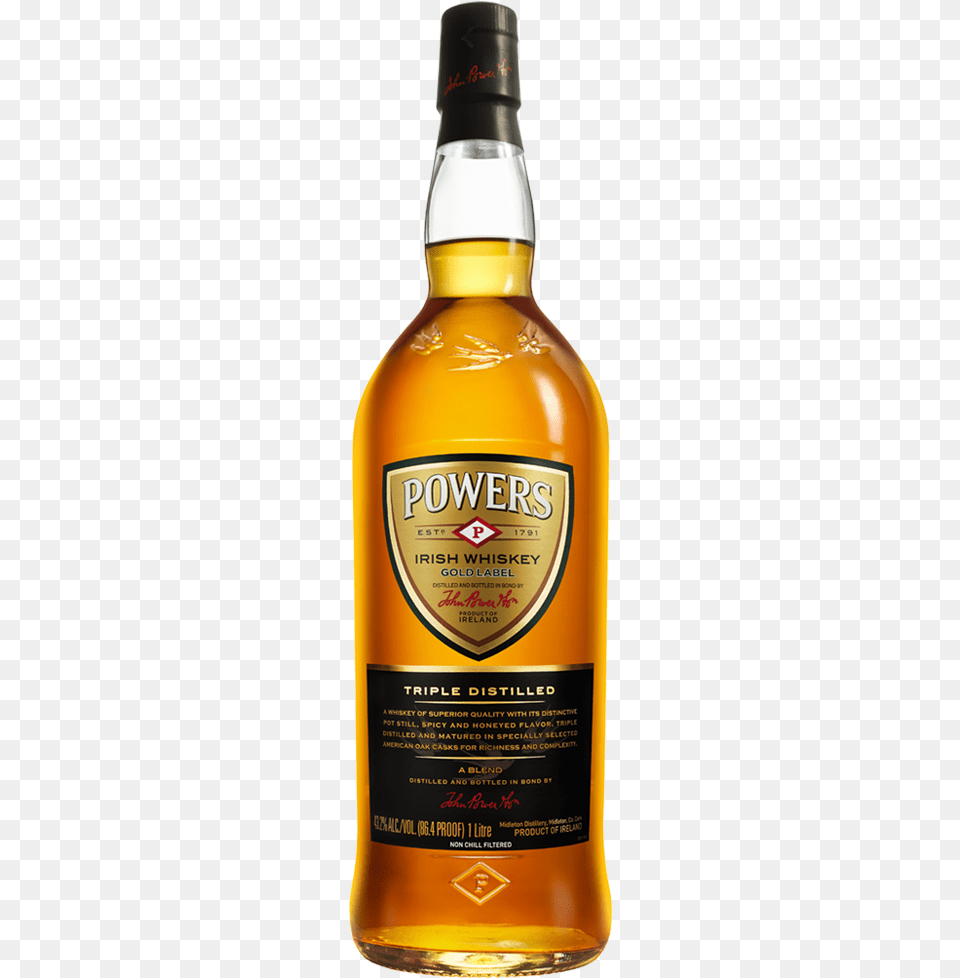 Gold Label Powers Gold Label Blended Irish Whiskey 1 Litre, Alcohol, Beverage, Liquor, Whisky Png Image