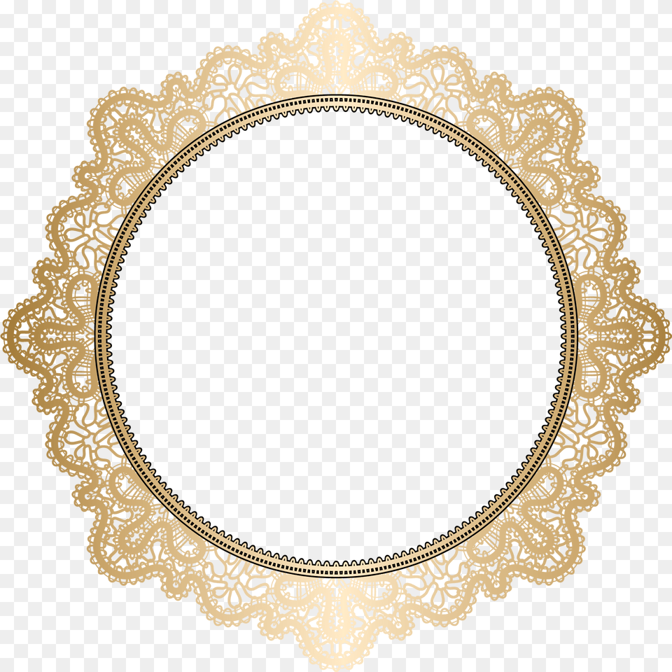 Gold Lace Frame Circle, Oval, Photography Free Png