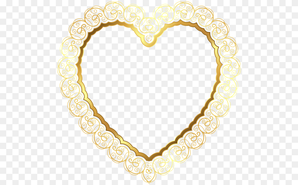 Gold Lace Heart Border Decoration Frame Deco Accents, Chandelier, Lamp Free Png Download