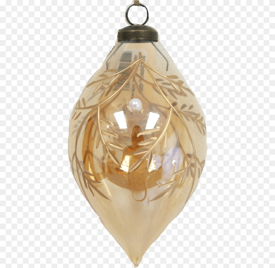 Gold Leaf Pearl Embellished Finial Ornament Lampshade, Lamp, Chandelier, Light Fixture Png Image
