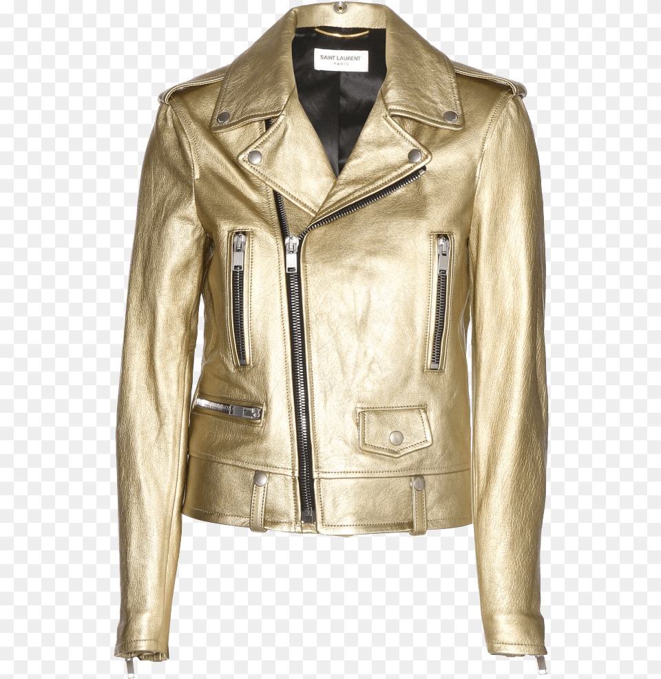 Gold Leather Jacket Gold Leather Biker Jacket, Clothing, Coat, Leather Jacket Free Png