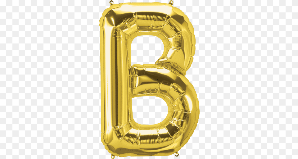 Gold Letter B 34 Balloon, Number, Symbol, Text, Bottle Free Png