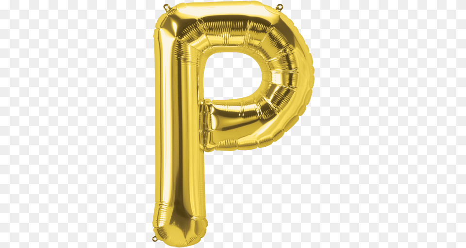 Gold Letter P 34 Balloon Letter P Foil Balloon, Brass Section, Horn, Musical Instrument, Smoke Pipe Free Transparent Png