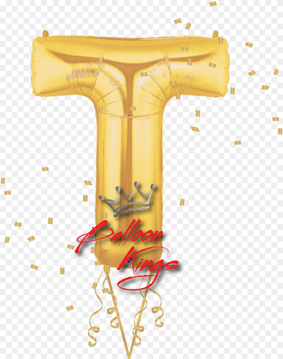 Gold Letter T T Harfi Balon, Stick Free Png Download