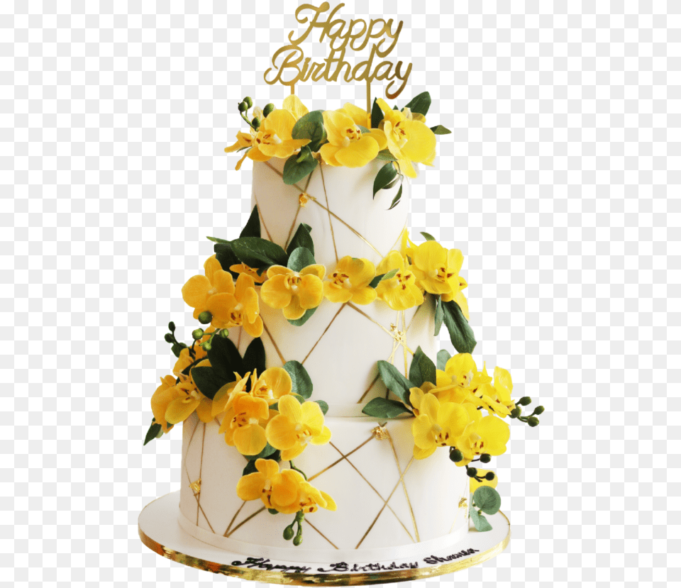 Gold Line Yellow Flower, Food, Cake, Dessert, Birthday Cake Png
