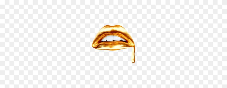 Gold Lips Dripping Metallic Paint Sequin Gold Studs Obsession, Body Part, Mouth, Person, Teeth Free Png