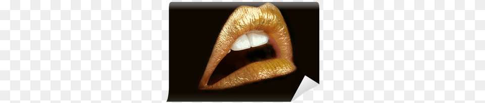 Gold Lips Wall Mural Pixers We Gold Lips, Body Part, Mouth, Person, Teeth Png Image