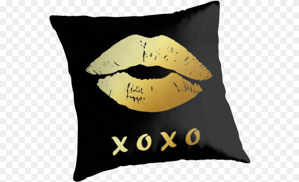 Gold Lips Xoxo Hugs And Kisses Throw Pillows Throw Pillow, Cushion, Home Decor, Adult, Female Png