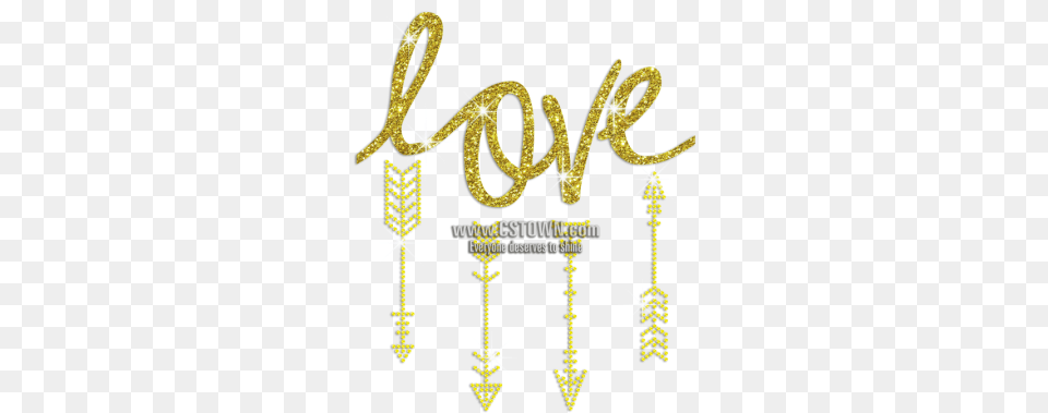 Gold Love Arrow Of Cupid Iron Calligraphy, Accessories, Earring, Jewelry, Chandelier Png Image