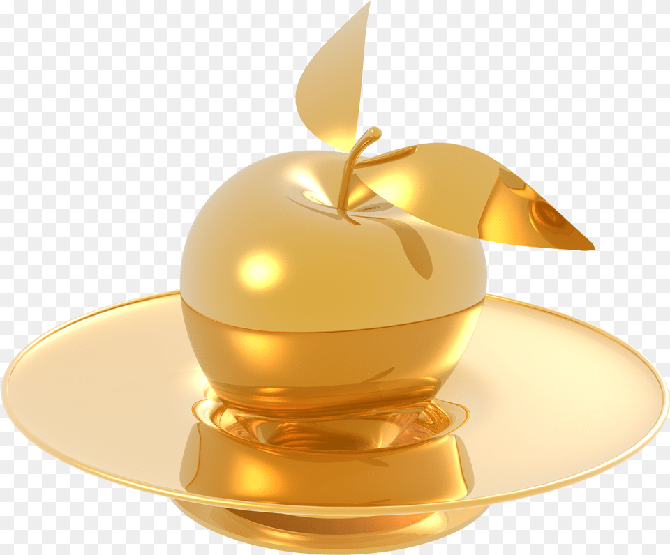 Gold Made Apple And Plate Purepng Gold Apple Logo, Chandelier, Lamp, Candle Free Transparent Png