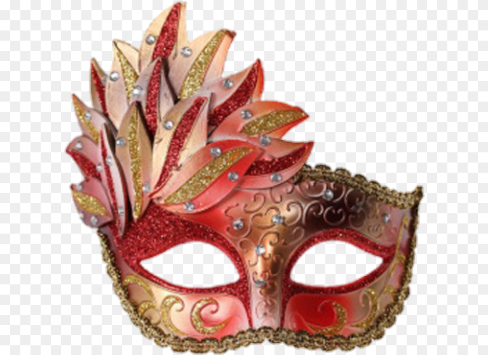 Gold Mardigras Carnival Mask Feathers Red Pretty Mardi Gras Masks, Birthday Cake, Cake, Cream, Dessert Png