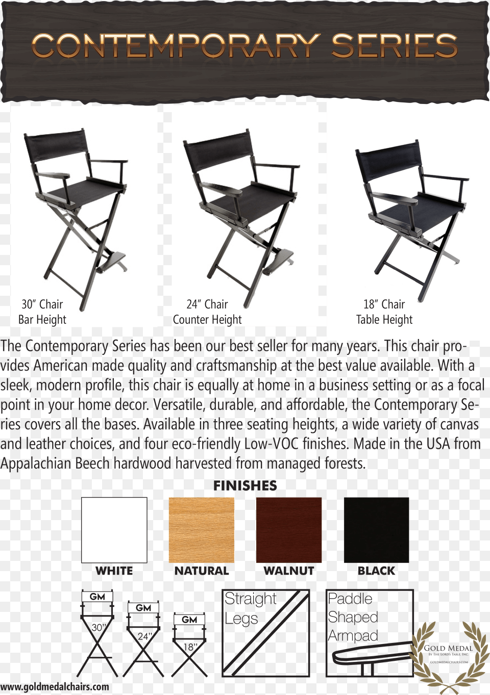 Gold Medal Director S Chair Catalog Contemporary Page, Canvas, Furniture Free Png