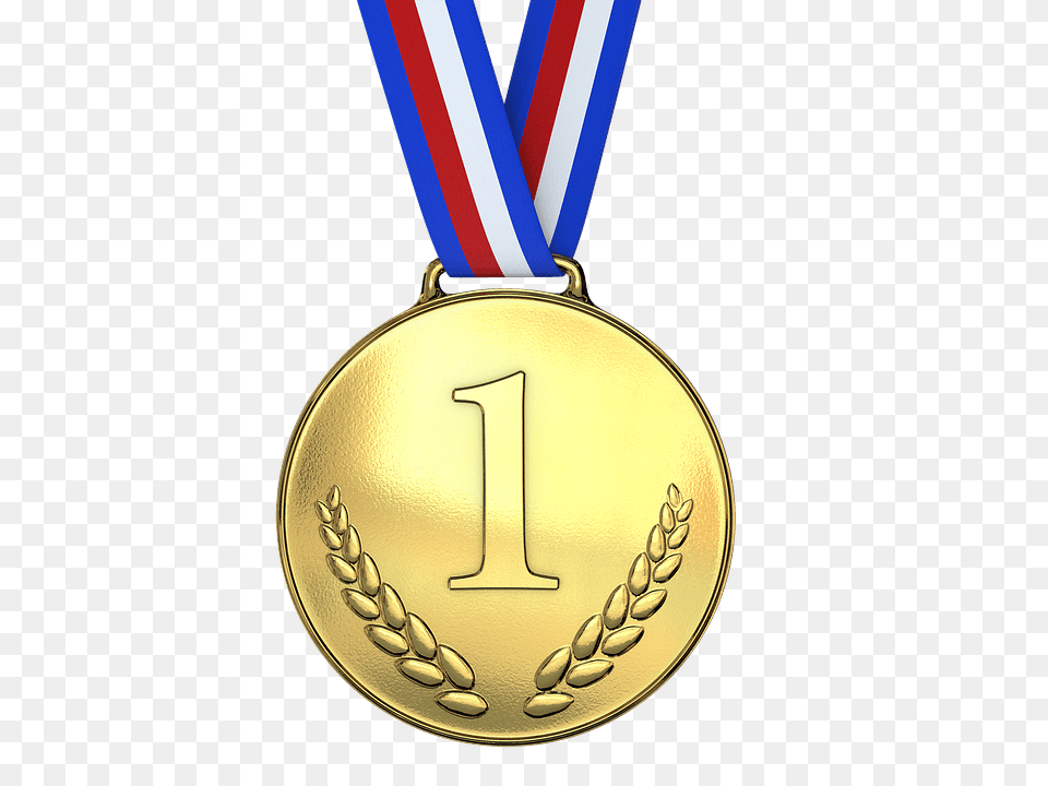 Gold Medal First One Transparent, Gold Medal, Trophy, Accessories, Jewelry Png Image