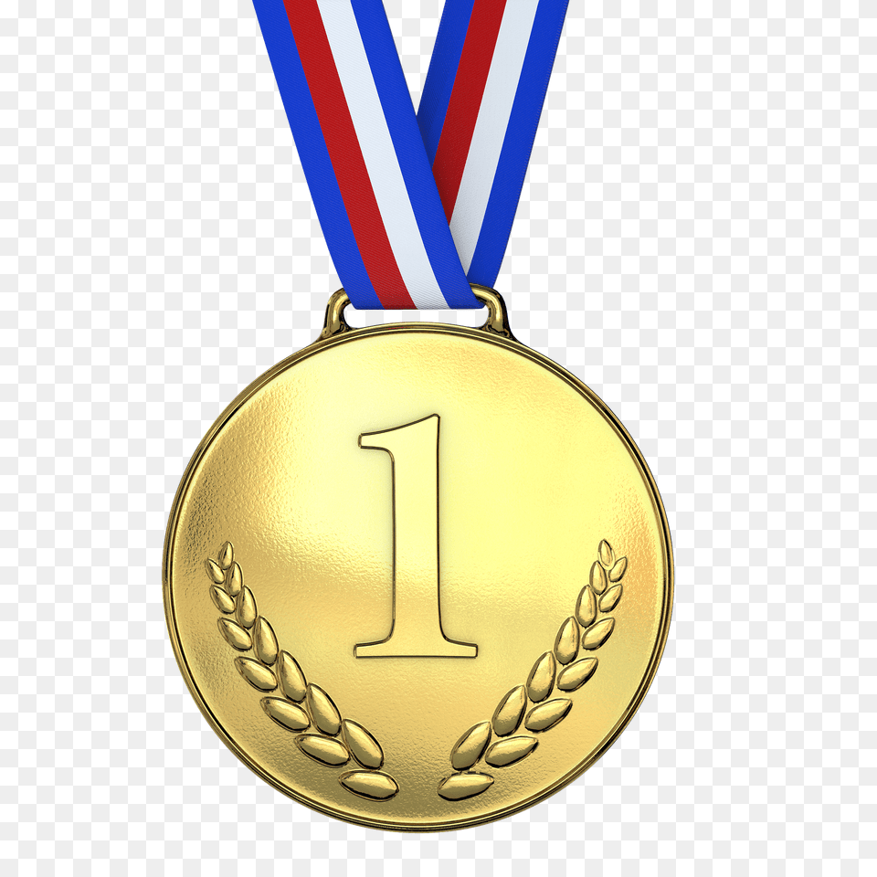 Gold Medal First One Transparent Olympic Gold Medal, Gold Medal, Trophy, Accessories, Jewelry Png
