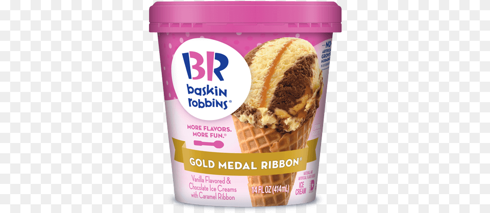 Gold Medal Ribbon Baskin Robbins At Home Gold Medal Ribbon Baskin Robbins, Cream, Dessert, Food, Ice Cream Free Png