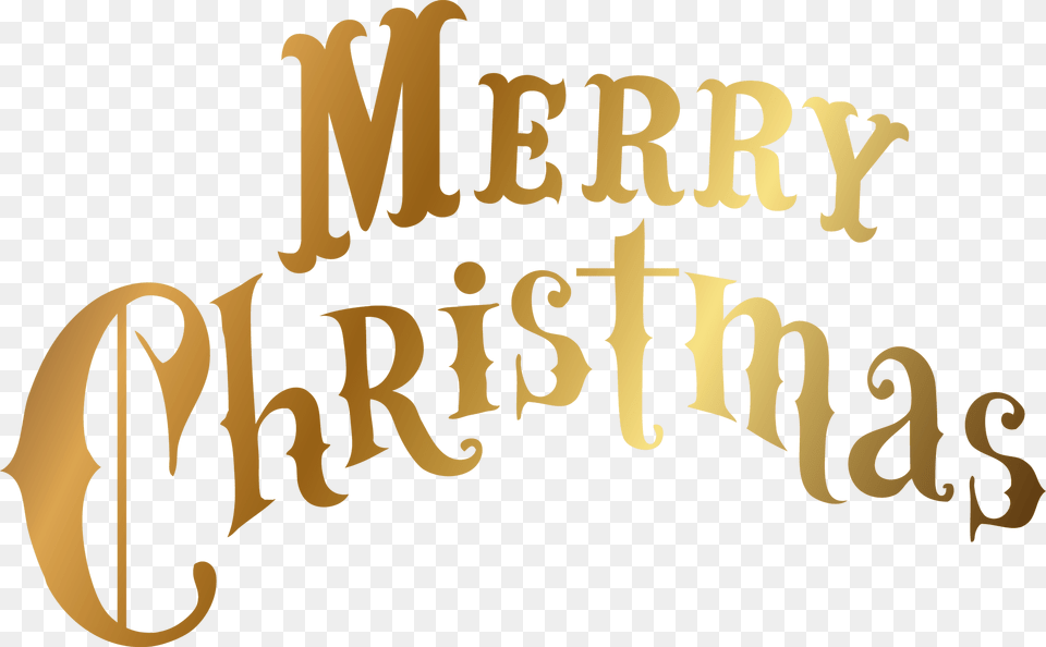 Gold Merry Christmas Text Calligraphy, Handwriting Png Image