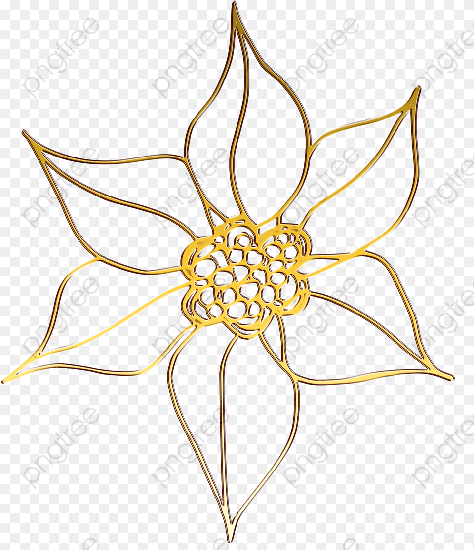 Gold Metal Flower Jewelry, Accessories, Chandelier, Lamp Free Png