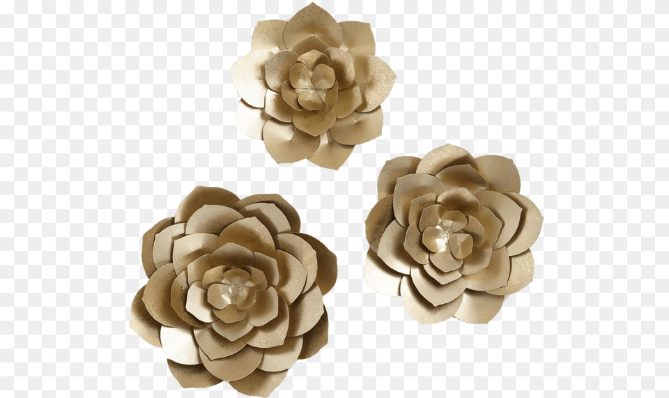 Gold Metal Flower Wall Art, Accessories, Earring, Jewelry, Plant Free Png Download